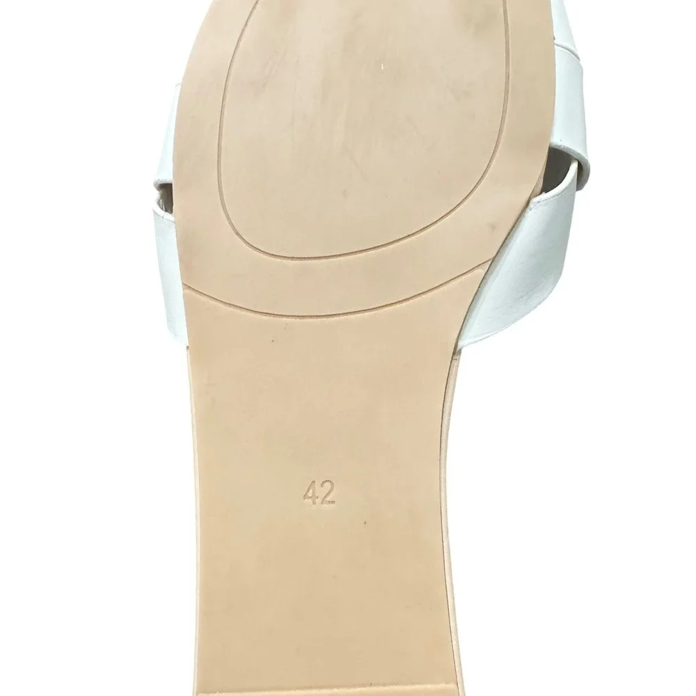 Zara Leather Crossed Strap Flat Sandals Womens 42 11 Off White  Slide - Picture 11 of 12